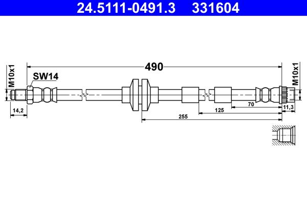 Przewód hamulcowy elastyczny ATE 24.5111-0491.3