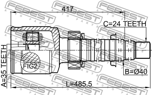 Przegub wału FEBEST 0111-GSX30RH