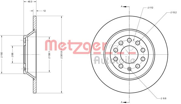 Tarcza hamulcowa METZGER 6110136