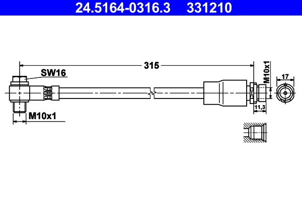 Przewód hamulcowy elastyczny ATE 24.5164-0316.3