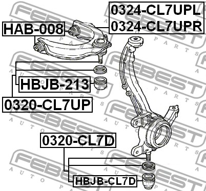 Wahacz zawieszenia koła FEBEST 0324-CL7UPL