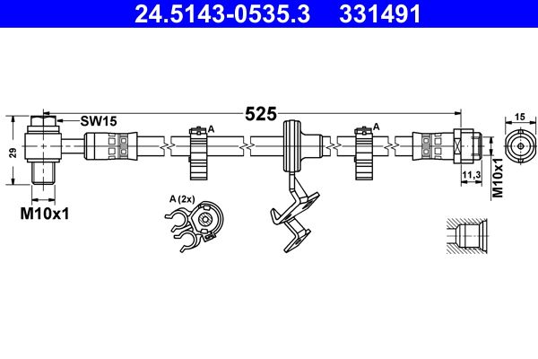 Przewód hamulcowy elastyczny ATE 24.5143-0535.3