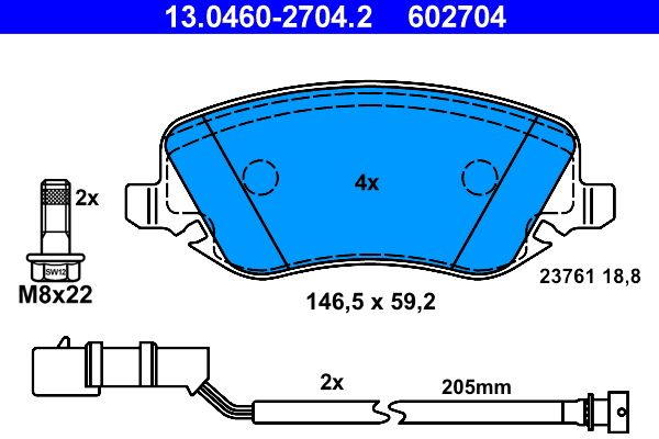 Klocki hamulcowe ATE 13.0460-2704.2