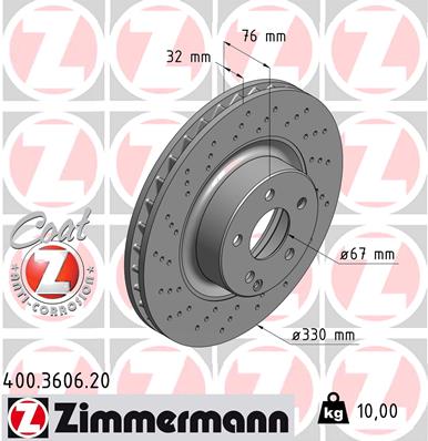 Tarcza hamulcowa ZIMMERMANN 400.3606.20