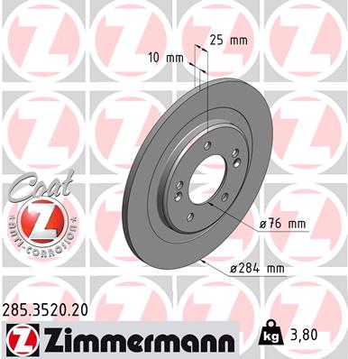 Tarcza hamulcowa ZIMMERMANN 285.3520.20