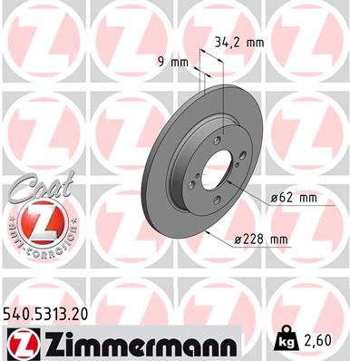 Tarcza hamulcowa ZIMMERMANN 540.5313.20