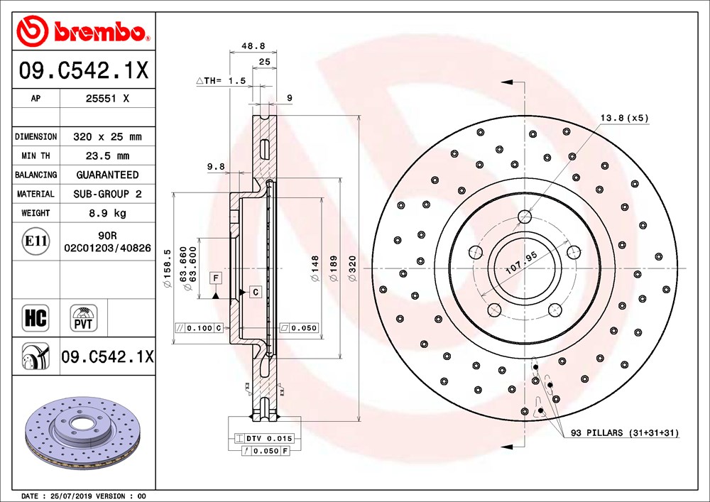 Tarcza hamulcowa BREMBO 09.C542.1X