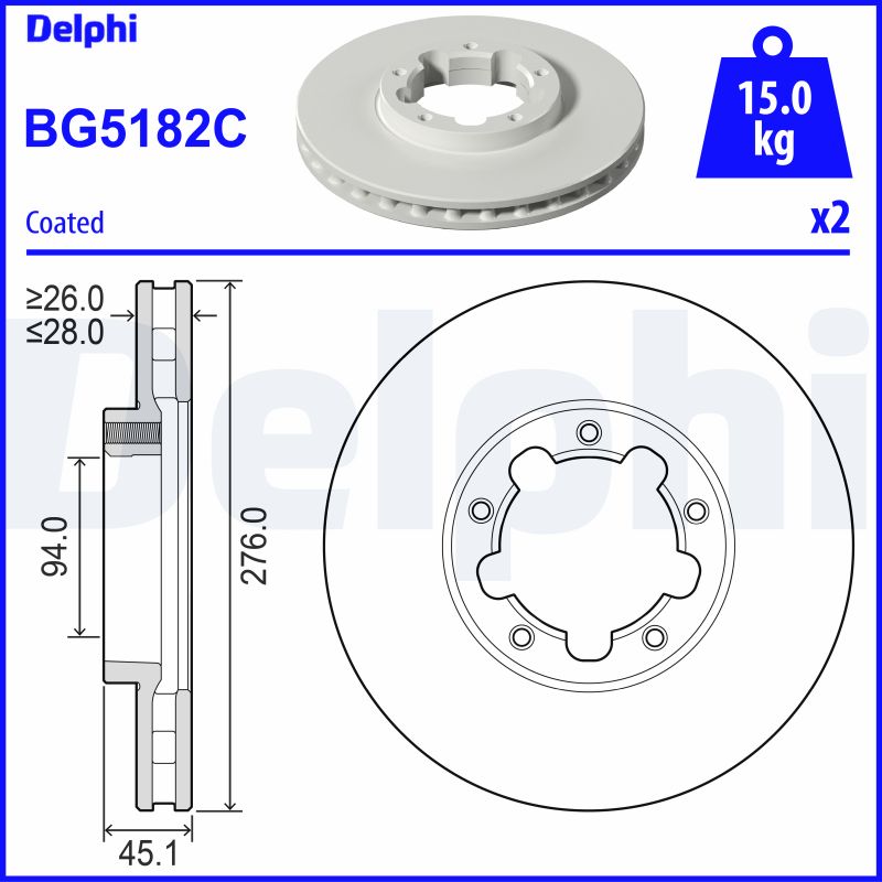 Tarcza hamulcowa DELPHI BG5182C