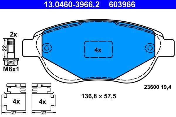 Klocki hamulcowe ATE 13.0460-3966.2