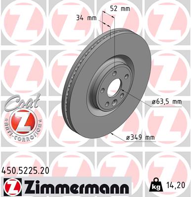 Tarcza hamulcowa ZIMMERMANN 450.5225.20