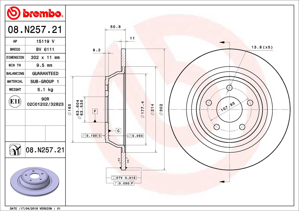 Tarcza hamulcowa BREMBO 08.N257.21
