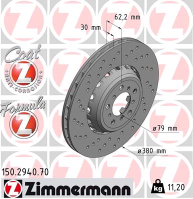 Tarcza hamulcowa ZIMMERMANN 150.2940.70