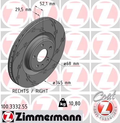 Tarcza hamulcowa ZIMMERMANN 100.3332.55