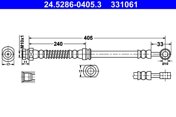 Przewód hamulcowy elastyczny ATE 24.5286-0405.3