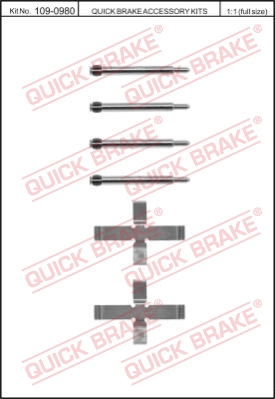 Zestaw akcesoriów montażowych  klocków hamulcowych QUICK BRAKE 109-0980