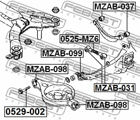 Tuleja wahacza FEBEST MZAB-098