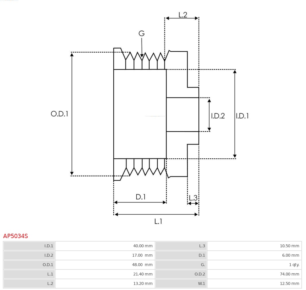 Koło pasowe, alternator AS-PL AP5034S