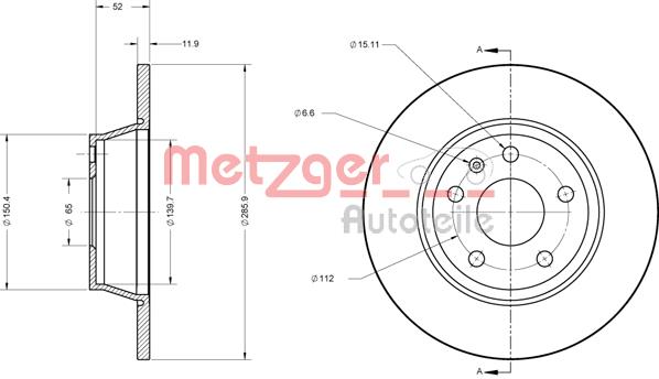 Tarcza hamulcowa METZGER 6110574