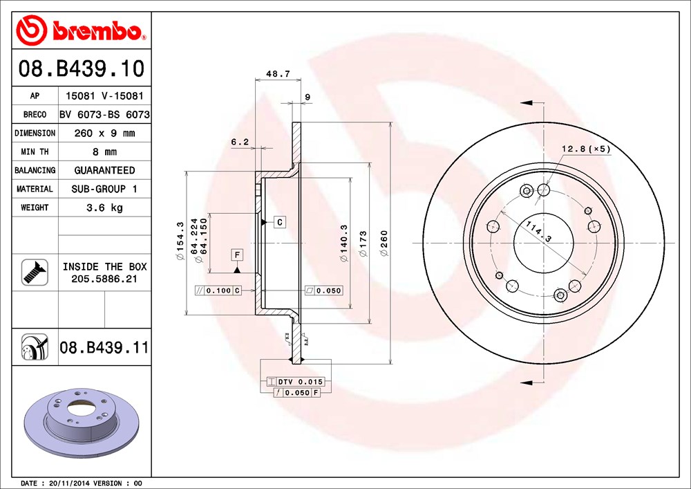 Tarcza hamulcowa BREMBO 08.B439.11