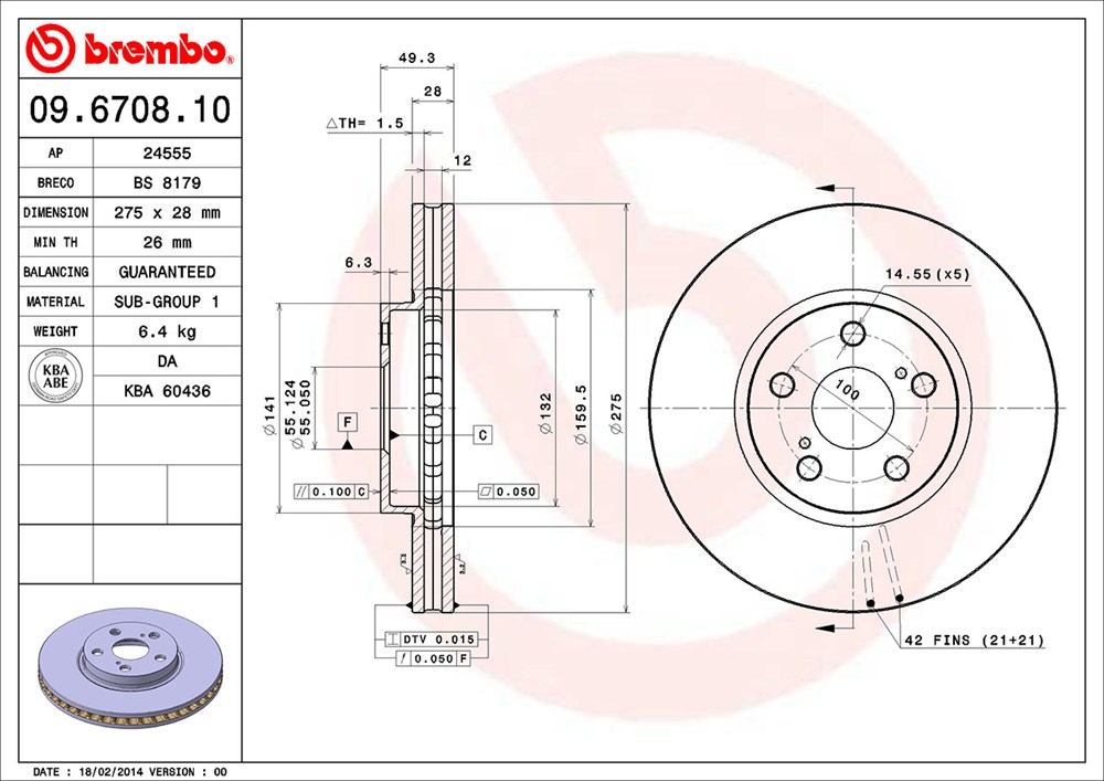 Tarcza hamulcowa BREMBO 09.6708.10