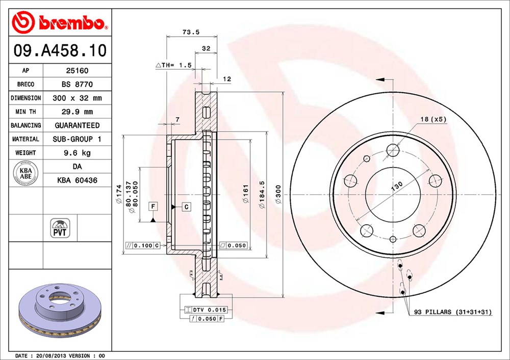 Tarcza hamulcowa BREMBO 09.A458.10