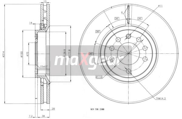 Tarcza hamulcowa MAXGEAR 19-1318