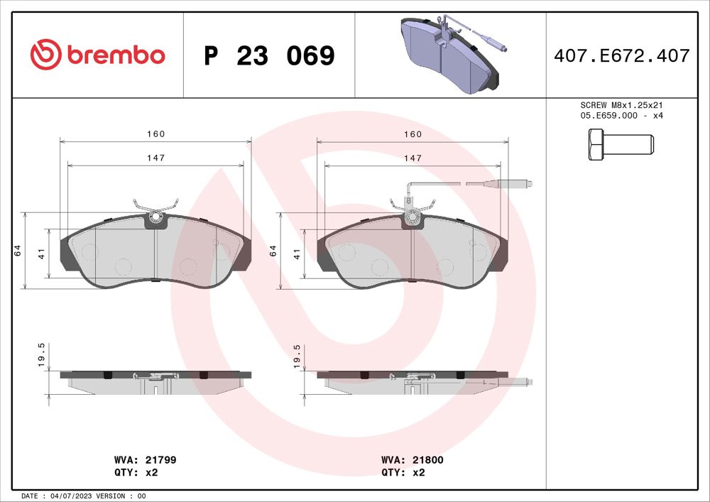 Klocki hamulcowe BREMBO P 23 069