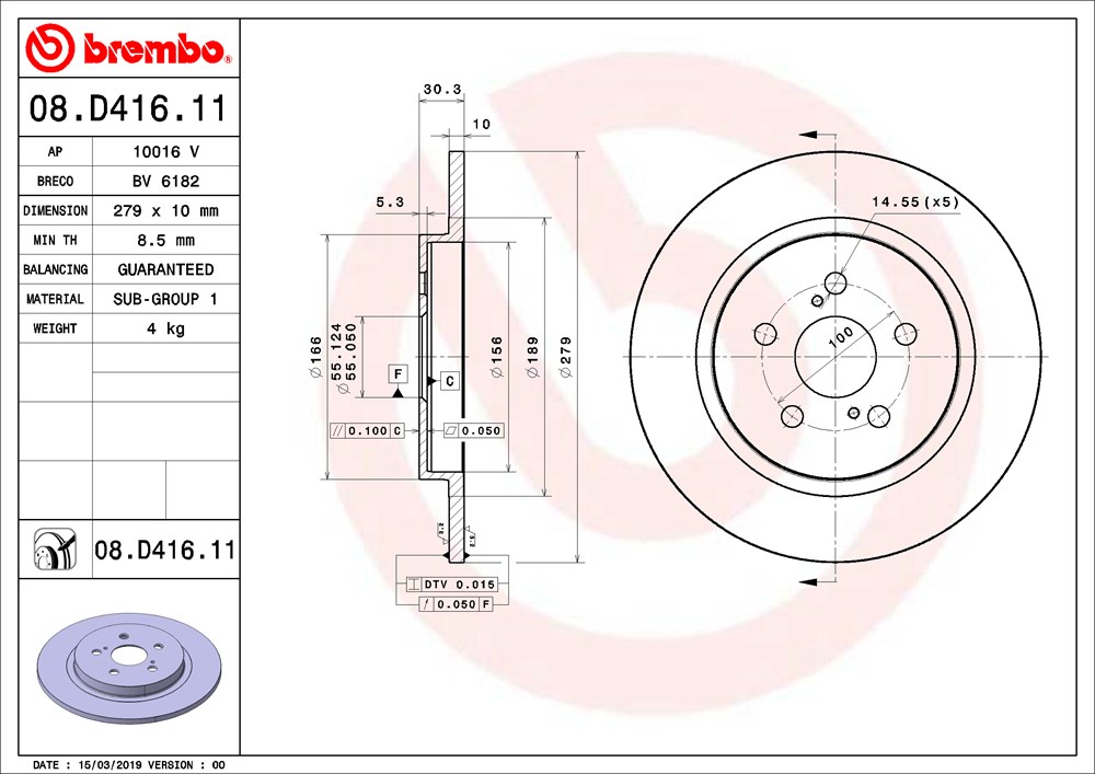 Tarcza hamulcowa BREMBO 08.D416.11