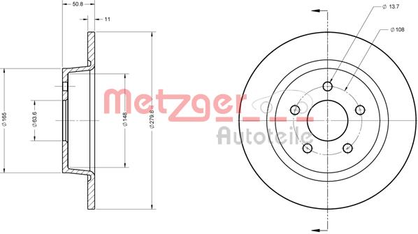 Tarcza hamulcowa METZGER 6110604