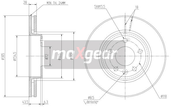 Tarcza hamulcowa MAXGEAR 19-1009