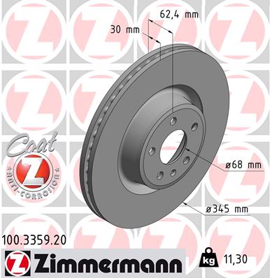 Tarcza hamulcowa ZIMMERMANN 100.3359.20