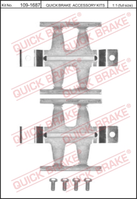 Zestaw akcesoriów montażowych  klocków hamulcowych QUICK BRAKE 109-1687