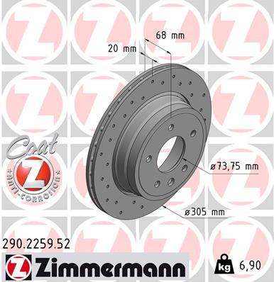 Tarcza hamulcowa ZIMMERMANN 290.2259.52