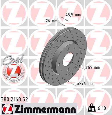 Tarcza hamulcowa ZIMMERMANN 380.2168.52