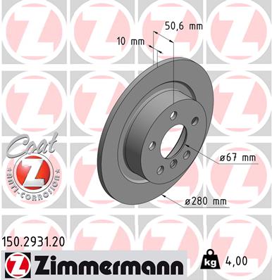 Tarcza hamulcowa ZIMMERMANN 150.2931.20