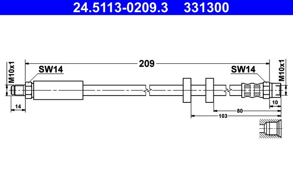 Przewód hamulcowy elastyczny ATE 24.5113-0209.3
