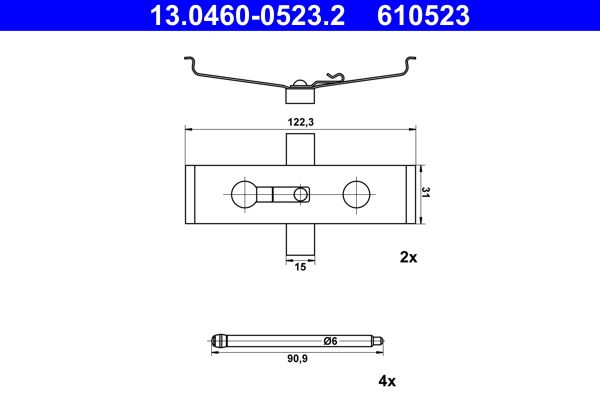 Zestaw akcesoriów montażowych  klocków hamulcowych ATE 13.0460-0523.2