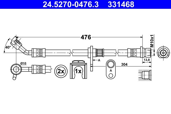Przewód hamulcowy elastyczny ATE 24.5270-0476.3