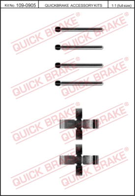 Zestaw akcesoriów montażowych  klocków hamulcowych QUICK BRAKE 109-0905
