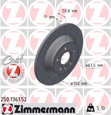 Tarcza hamulcowa ZIMMERMANN 250.1361.52