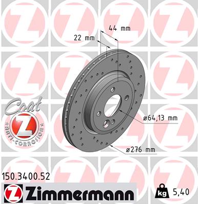Tarcza hamulcowa ZIMMERMANN 150.3400.52