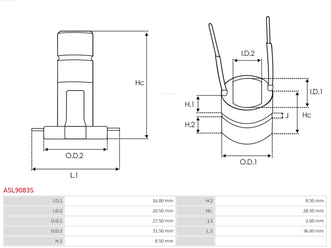 Pierścień ślizgowy, alternator AS-PL ASL9083S