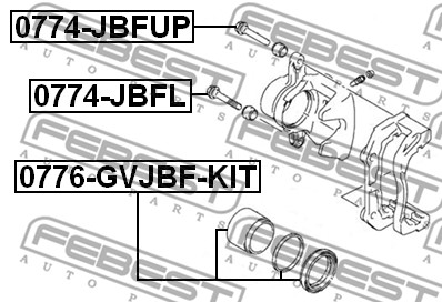 Tłoczek zacisku hamulcowego FEBEST 0776-GVJBF-KIT
