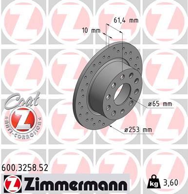 Tarcza hamulcowa ZIMMERMANN 600.3258.52