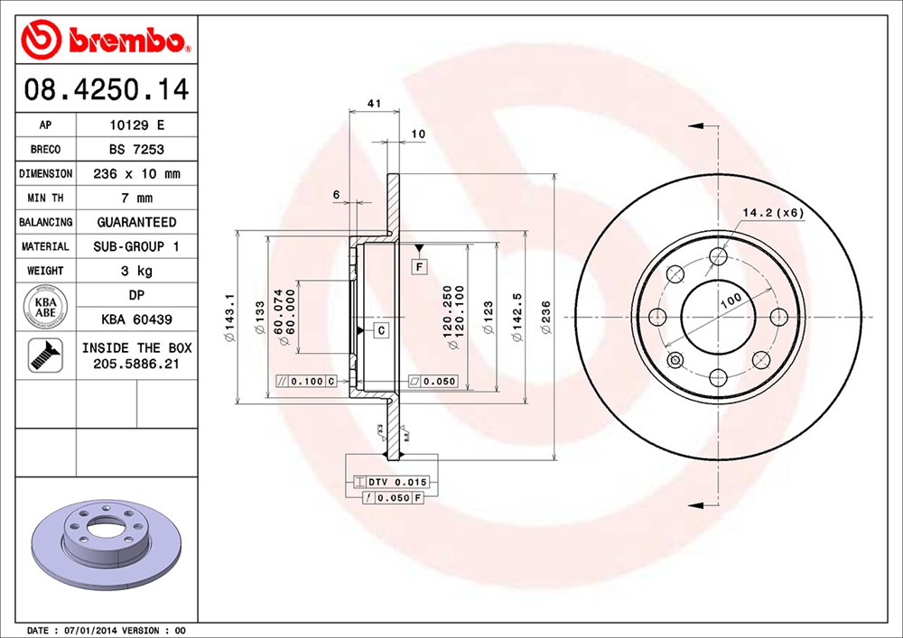 Tarcza hamulcowa BREMBO 08.4250.14