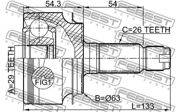 Przegub wału FEBEST 0310-CIVIC5D