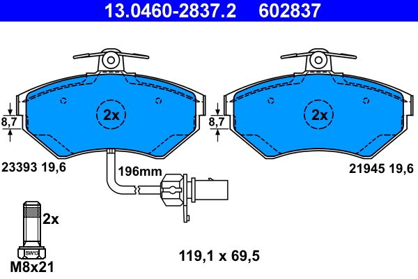 Klocki hamulcowe ATE 13.0460-2837.2
