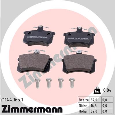 Klocki hamulcowe ZIMMERMANN 21144.165.1