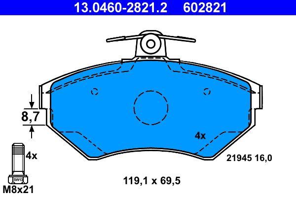 Klocki hamulcowe ATE 13.0460-2821.2