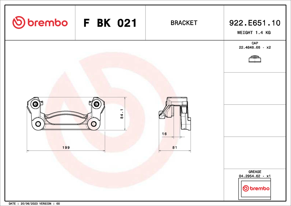 Mocowanie zacisku hamulca - zestaw BREMBO F BK 021